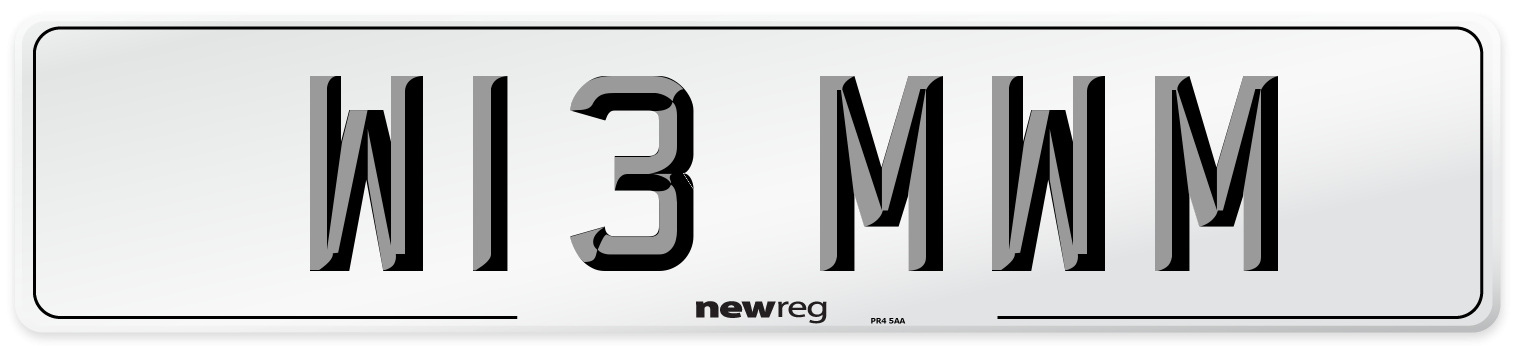 W13 MWM Number Plate from New Reg